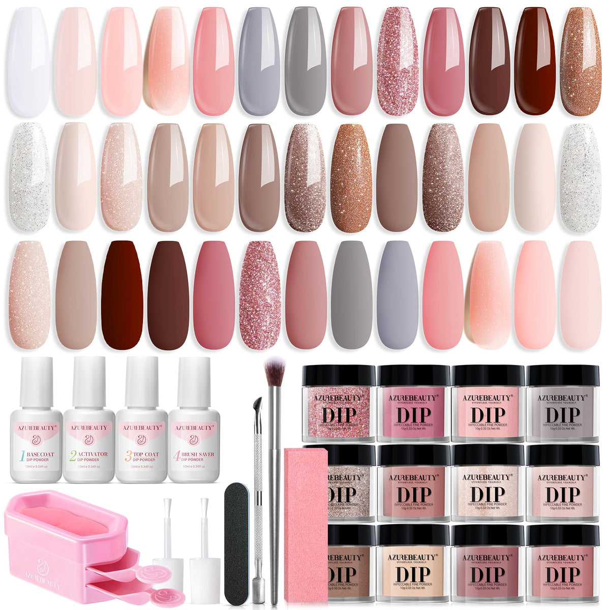 AZUREBEAUTY front packaging showing full 31-piece kit and colors