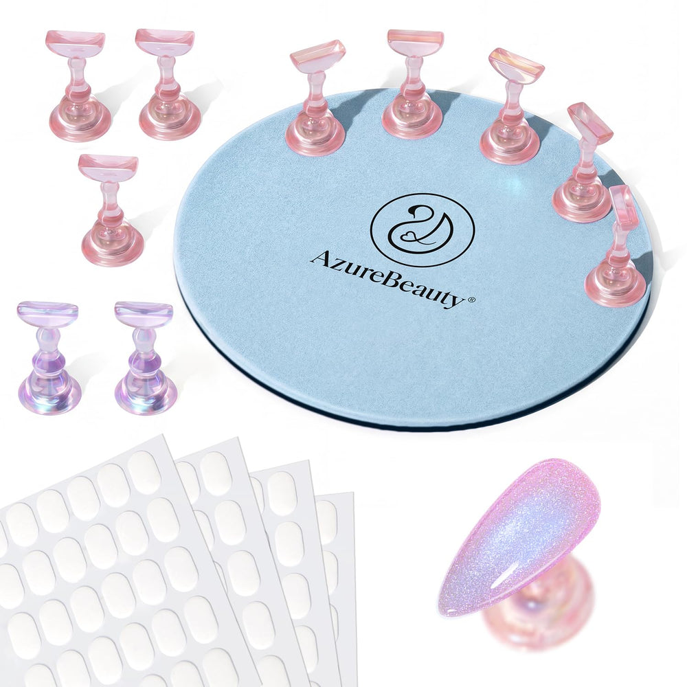 AZUREBEAUTY front view of full nail stand kit showing organized tools and benefits