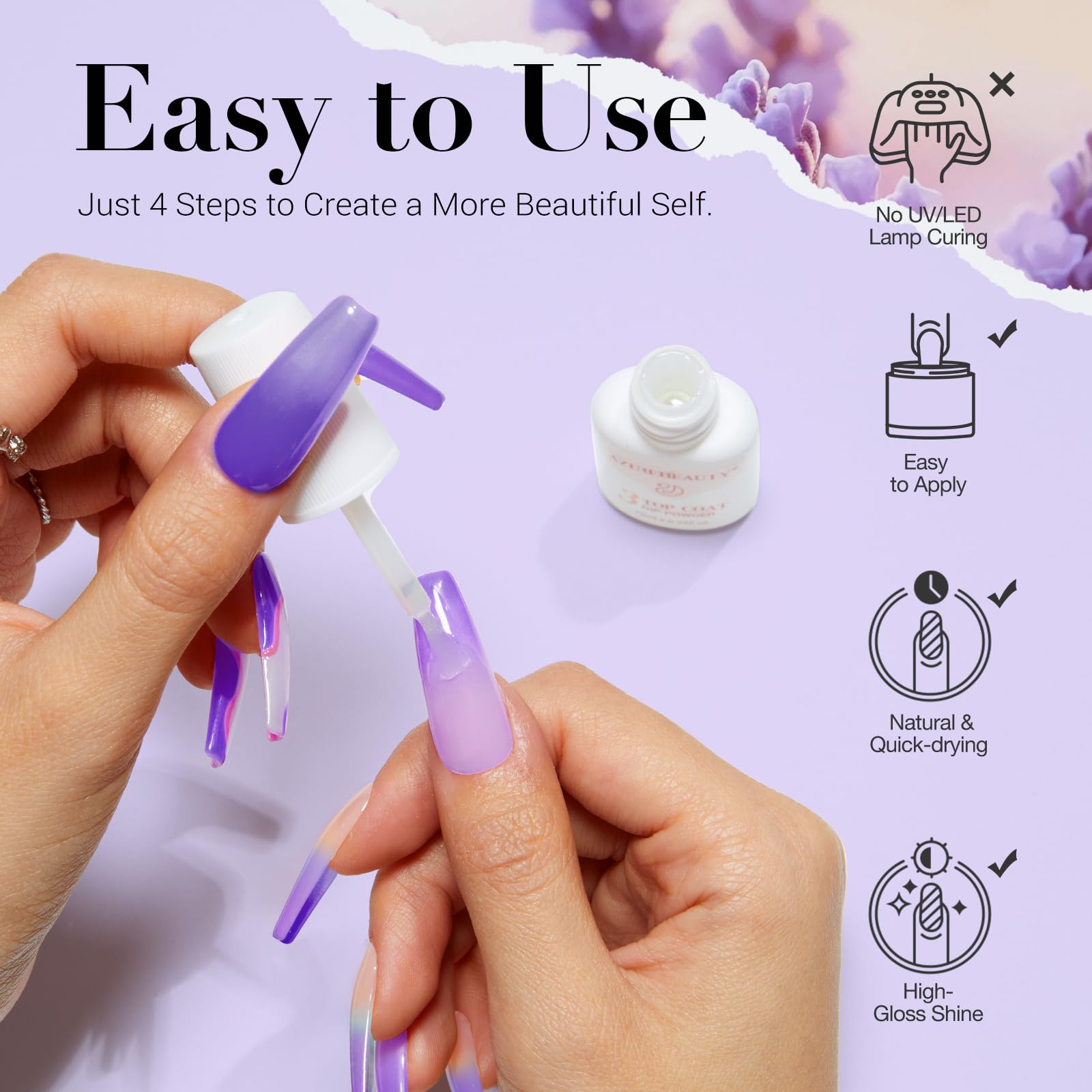 AZUREBEAUTY glossy finish after top coat for long-lasting shine