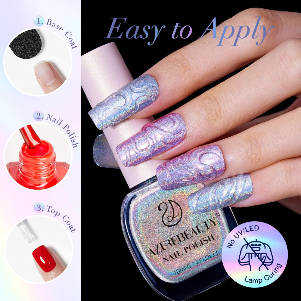AZUREBEAUTY polished nails on model showing iridescent finish
