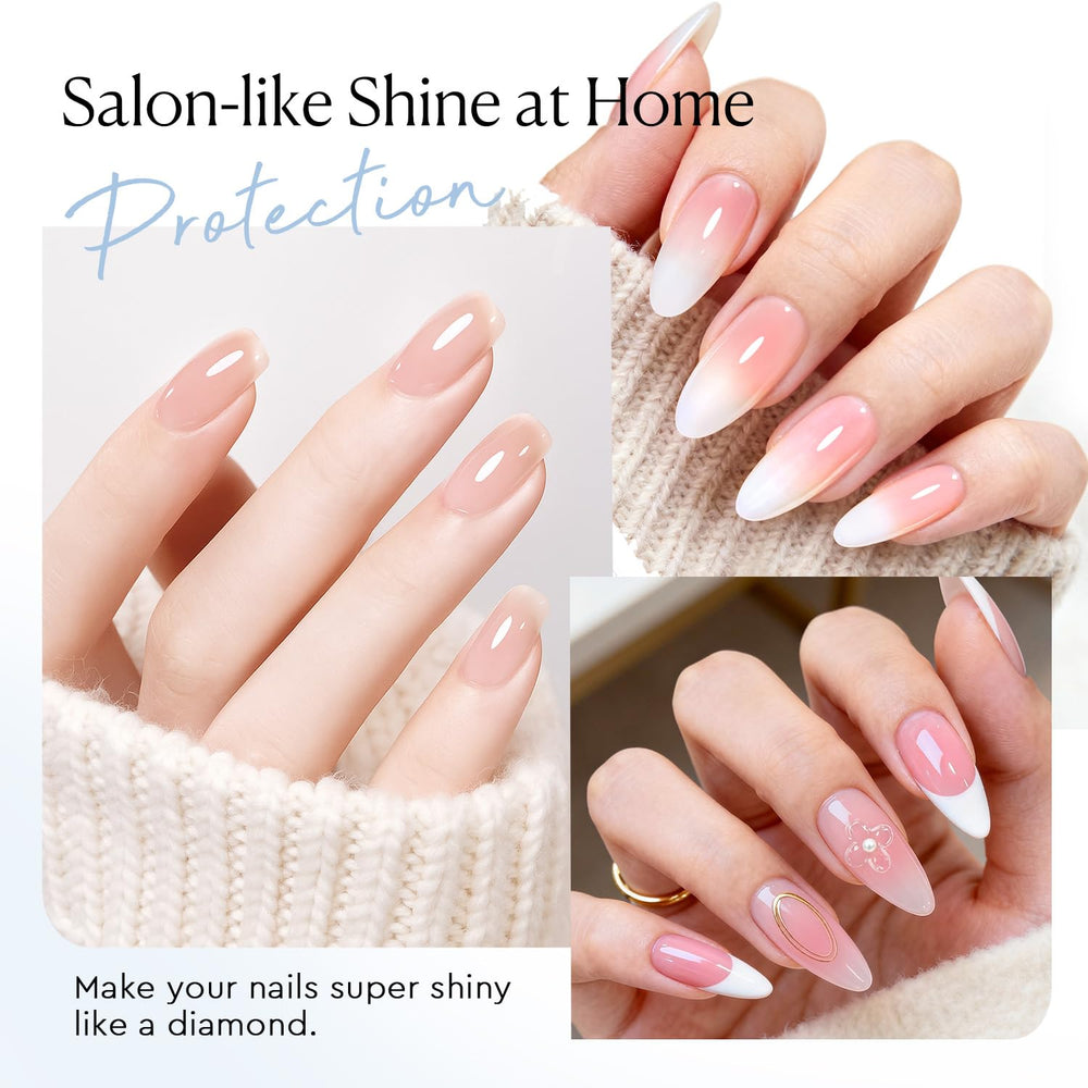 AZUREBEAUTY high-gloss finish nails showing mirror shine enhancement