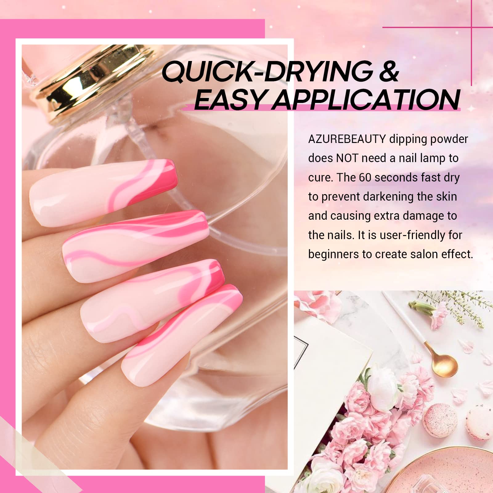 AZUREBEAUTY hands dipping finger to show easy lamp-free application benefit