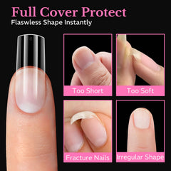 AZUREBEAUTY hands applying press-on tips at home for quick salon results