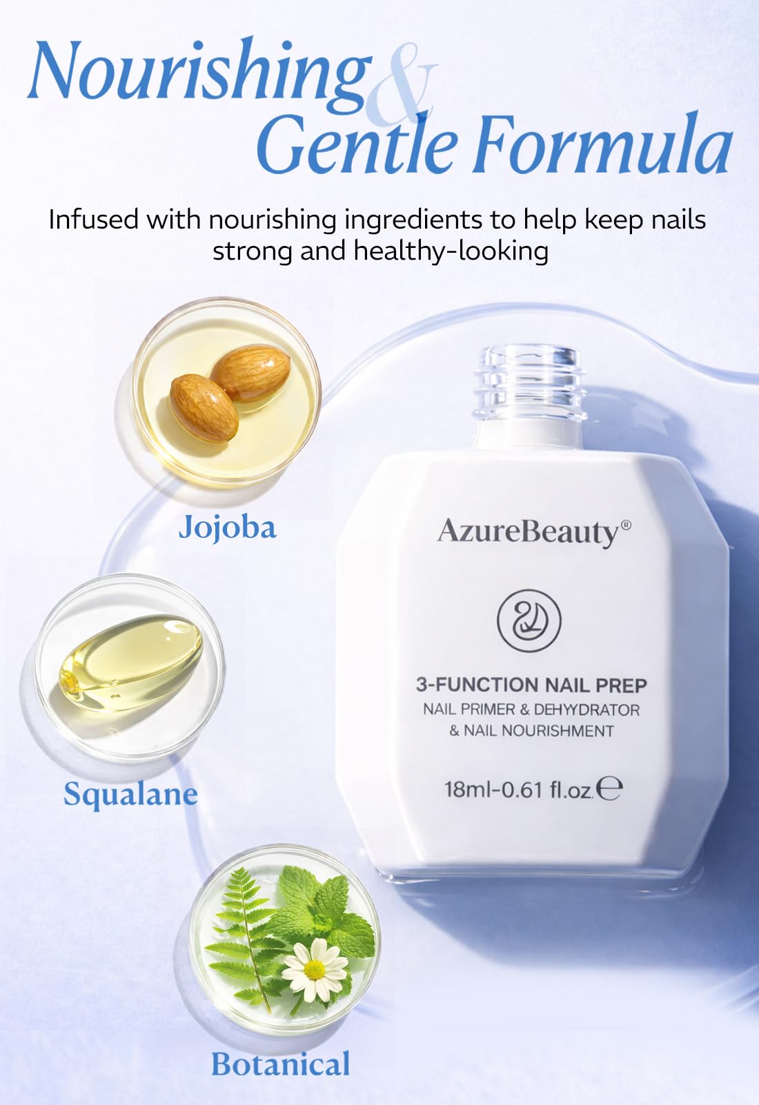 AZUREBEAUTY ingredient label close-up showing jojoba and squalane benefits
