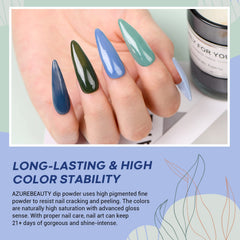 AZUREBEAUTY open jar showing fine dip powder texture and easy application benefit