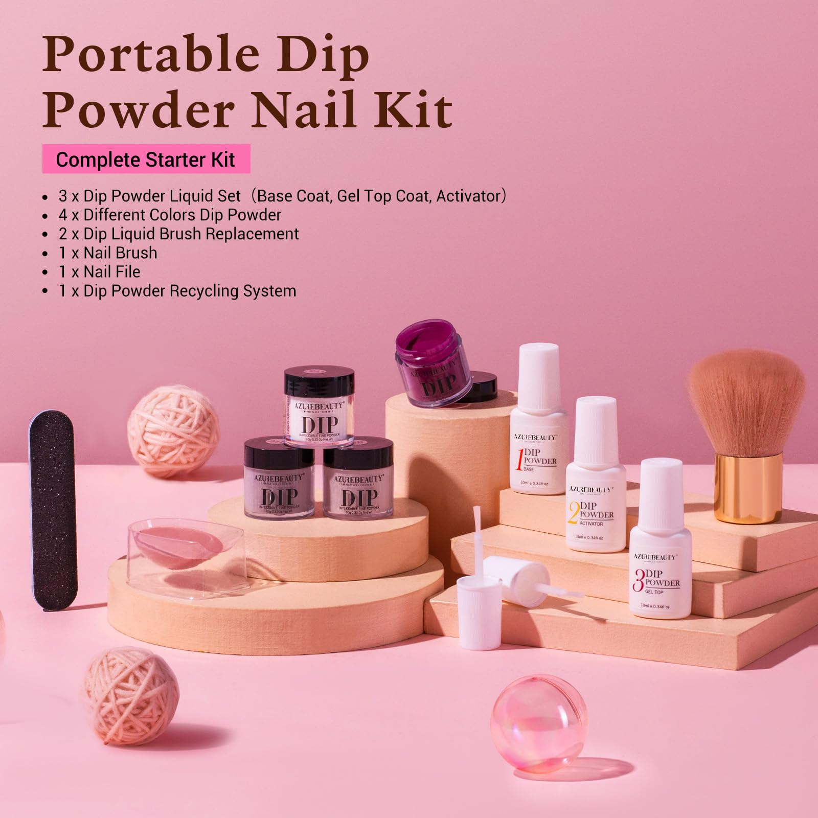 AZUREBEAUTY lifestyle scene with kit for at-home salon feel