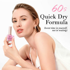 AZUREBEAUTY lifestyle shot of woman wearing polish showing wearable glossy look benefit