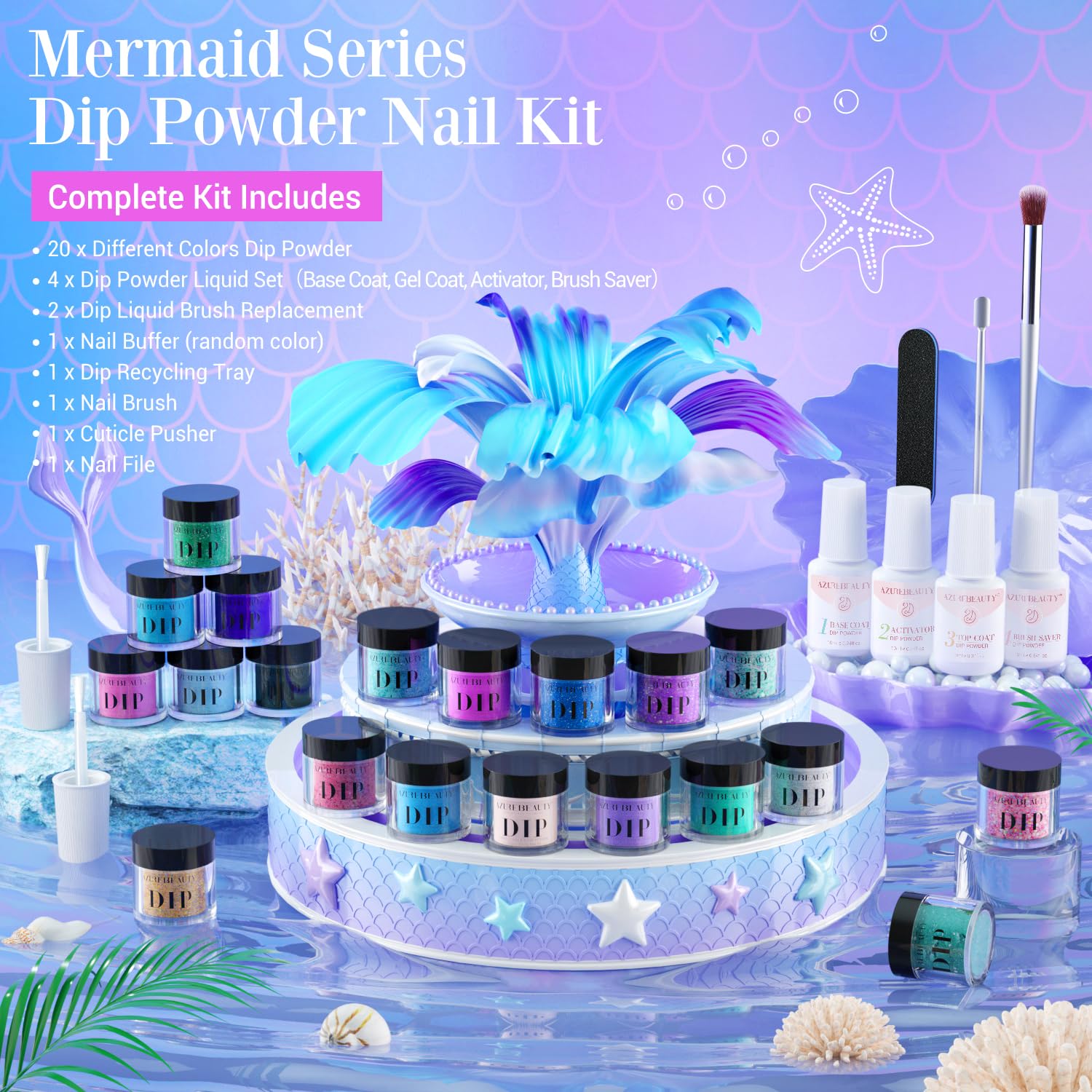 azurebeauty mermaid series green powder showing iridescent effect