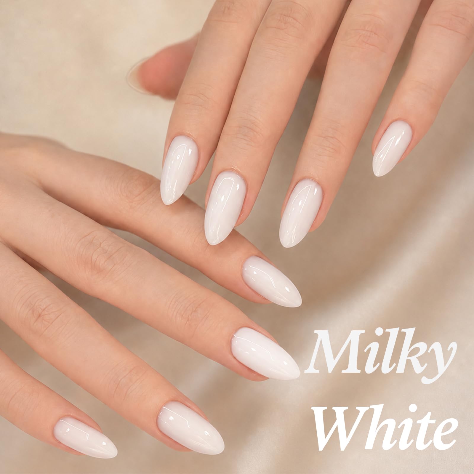 AzureBeauty milky white swatch on nail tip delivering natural coverage