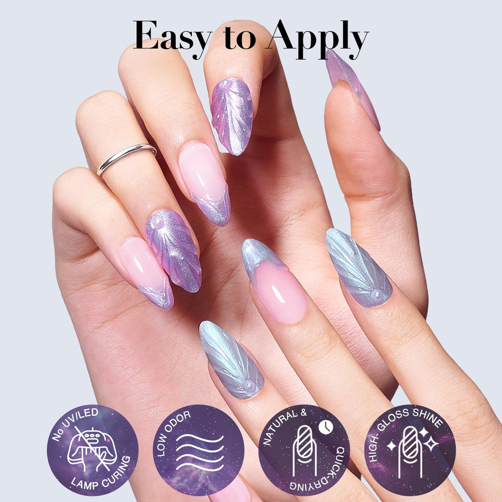 AZUREBEAUTY nail swatch on hand model outdoors highlighting holographic sparkle