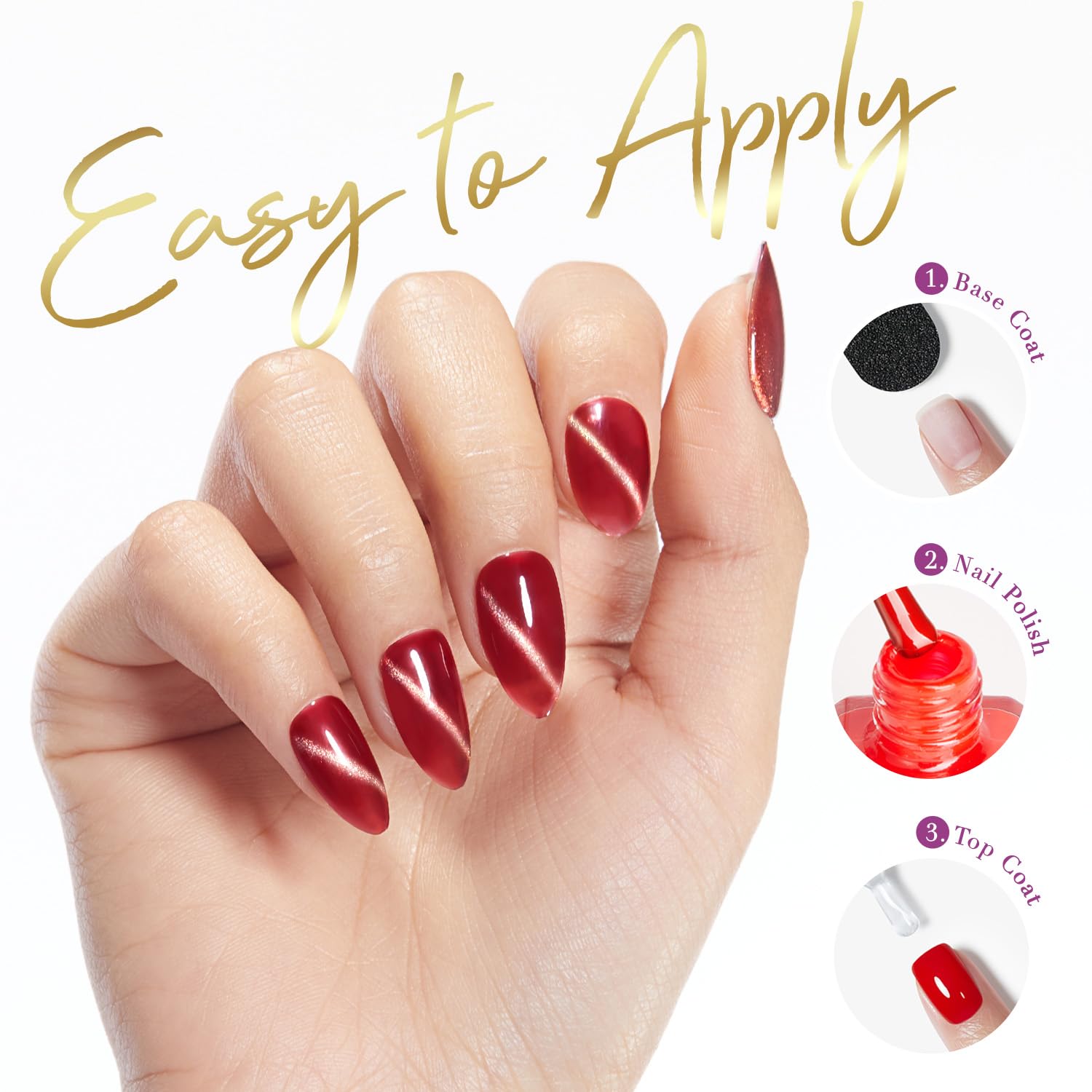 AZUREBEAUTY nails in use with cat-eye effect showing quick-dry, salon-look benefit
