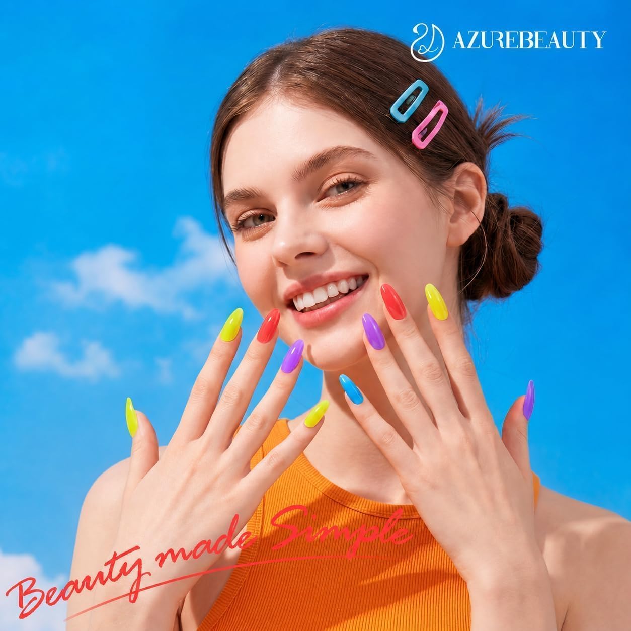 AZUREBEAUTY model nails wearing mixed shades showing fun manicure inspiration