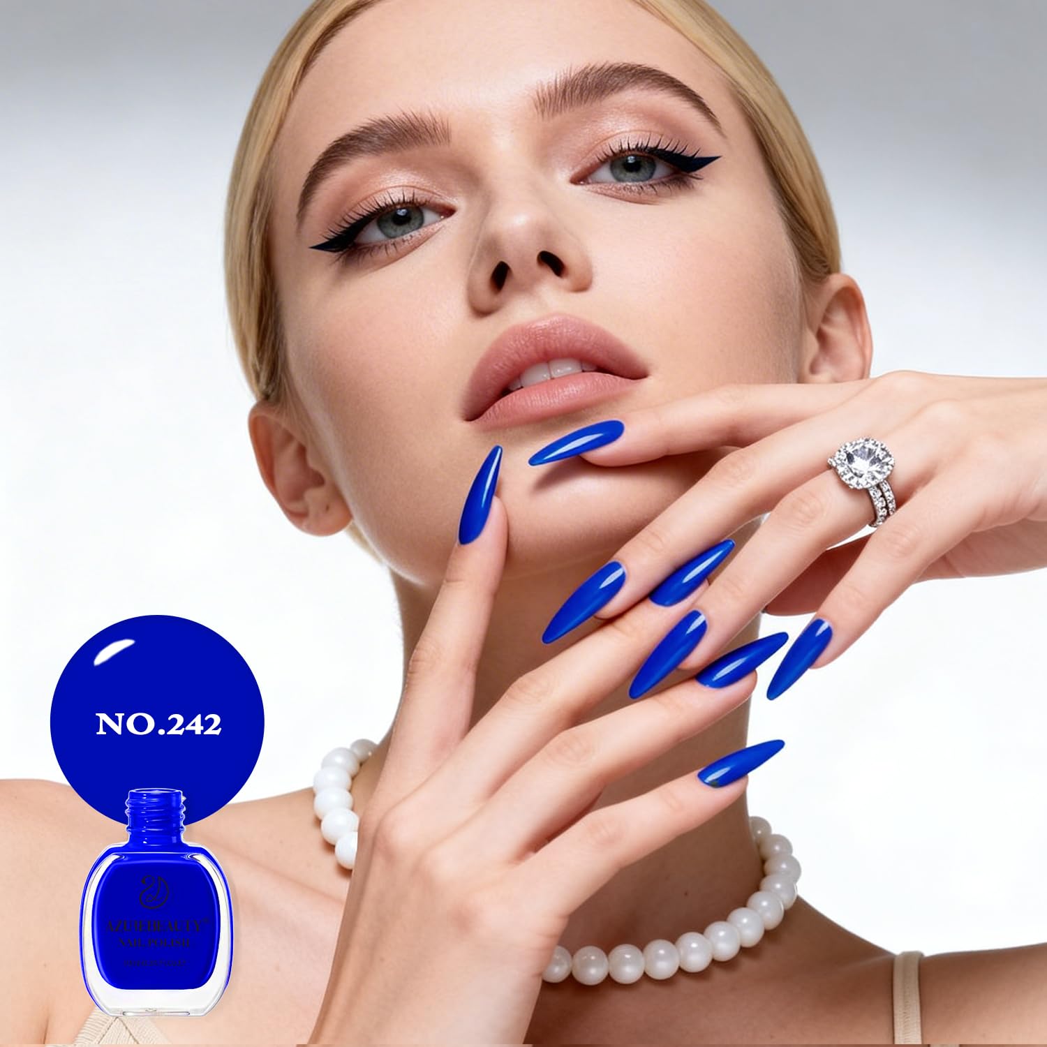 AZUREBEAUTY opened bottle pouring polish showing fluidity and quick-dry formula