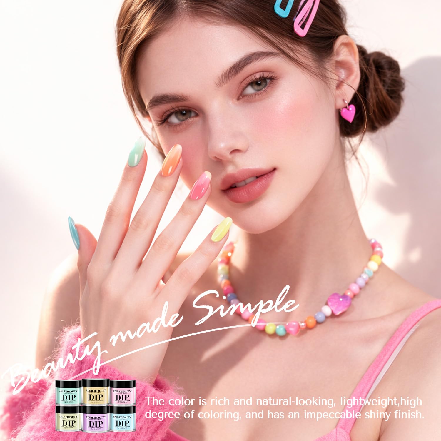 AzureBeauty ombré gradient lifestyle shot showing mixed pastel look for seasonal outfits