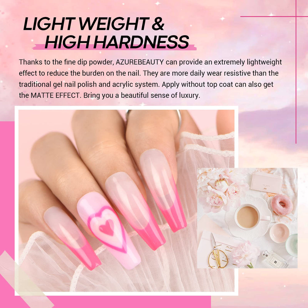 AZUREBEAUTY open jars displaying six pink shades for mix-and-match manicures