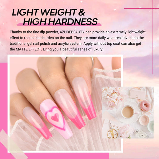 AZUREBEAUTY open jars displaying six pink shades for mix-and-match manicures