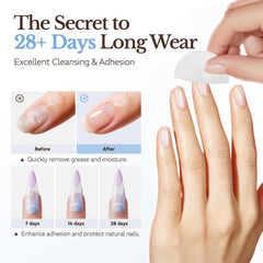 AZUREBEAUTY wipe in use prepping a natural nail for better adhesion