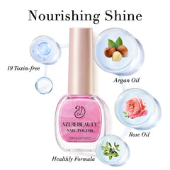 AZUREBEAUTY bottle on a vanity with accessories suggesting easy at-home manicure