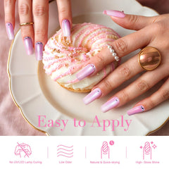 AZUREBEAUTY painted nails on a hand showcasing salon-quality glossy pink wear