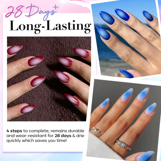 AZUREBEAUTY color swatches of four dip powders for ombré options