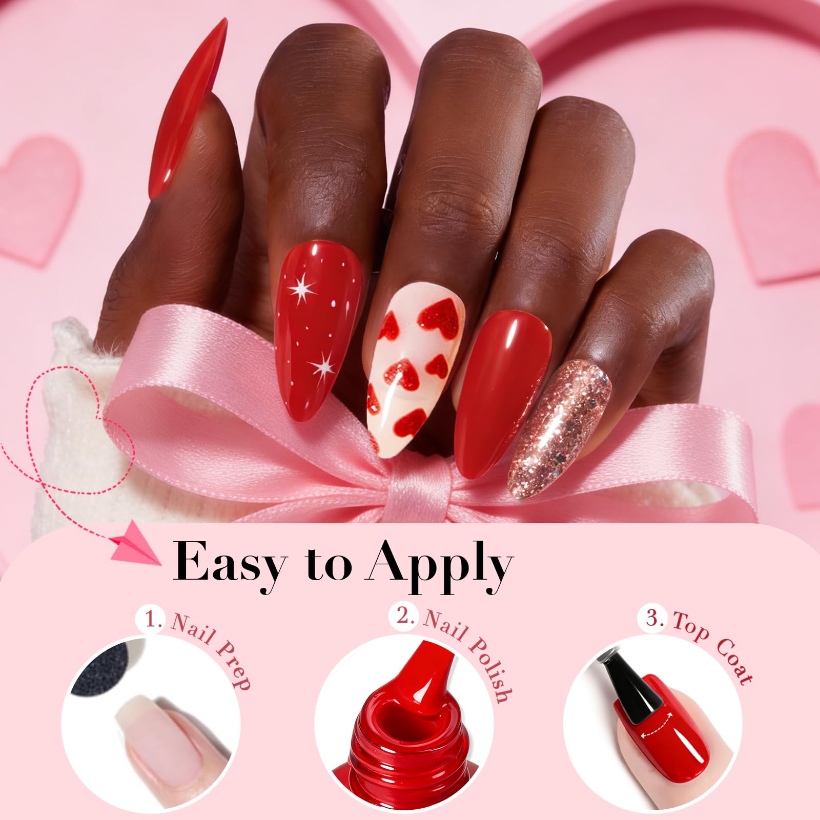 AZUREBEAUTY classic red swatch painted on fingernails showing vibrant pigment and lasting color benefit