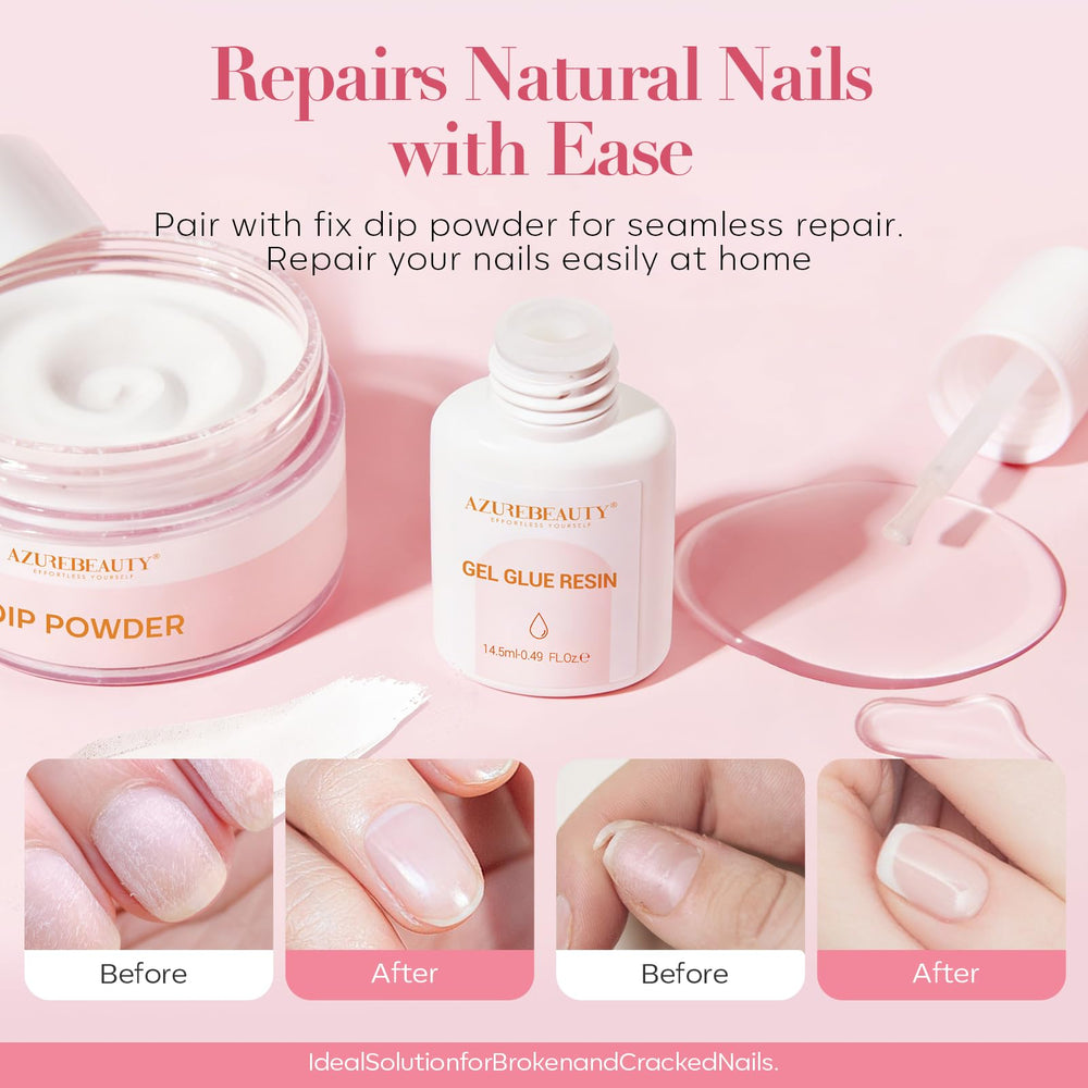 AzureBeauty before and after repair illustrating restored nail strength