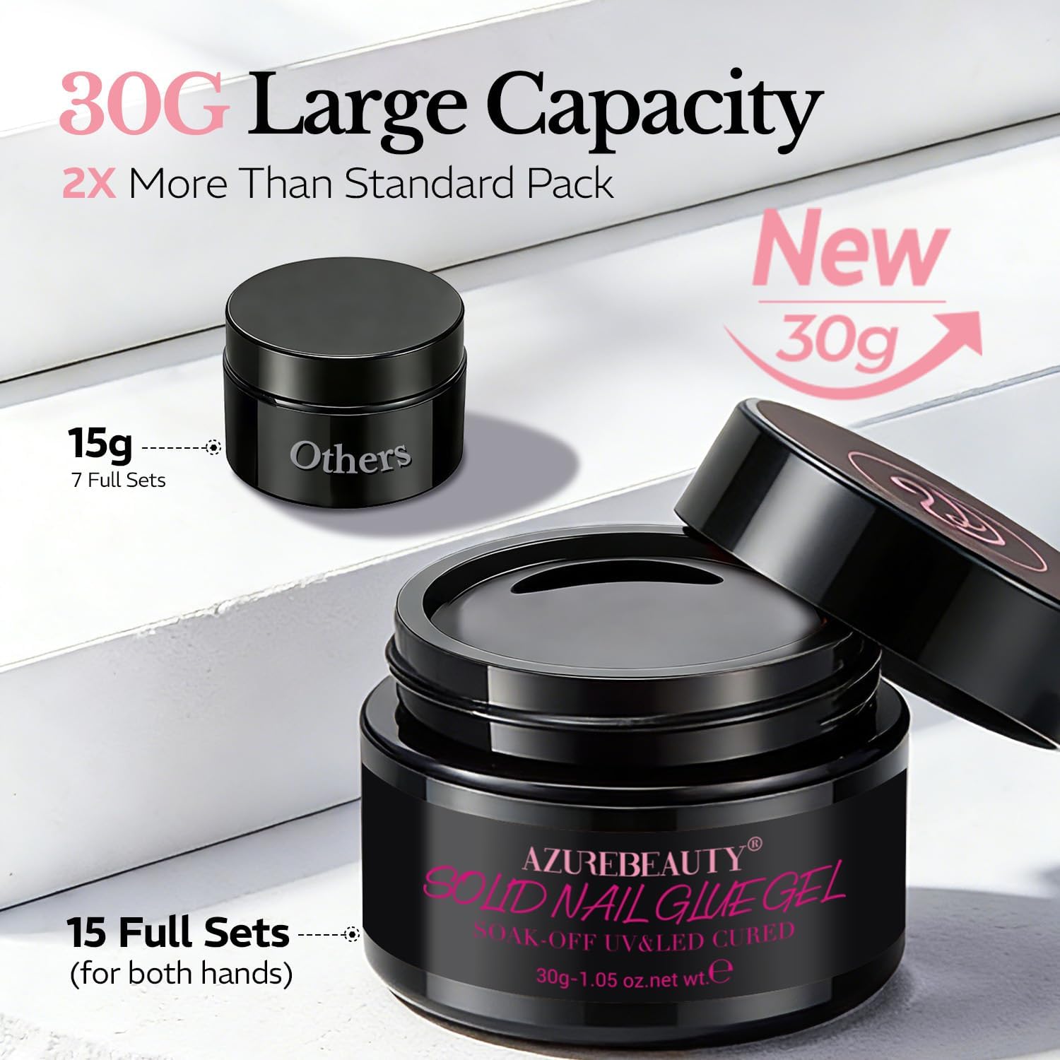 AZUREBEAUTY jar beside ruler showing 30g size for many applications