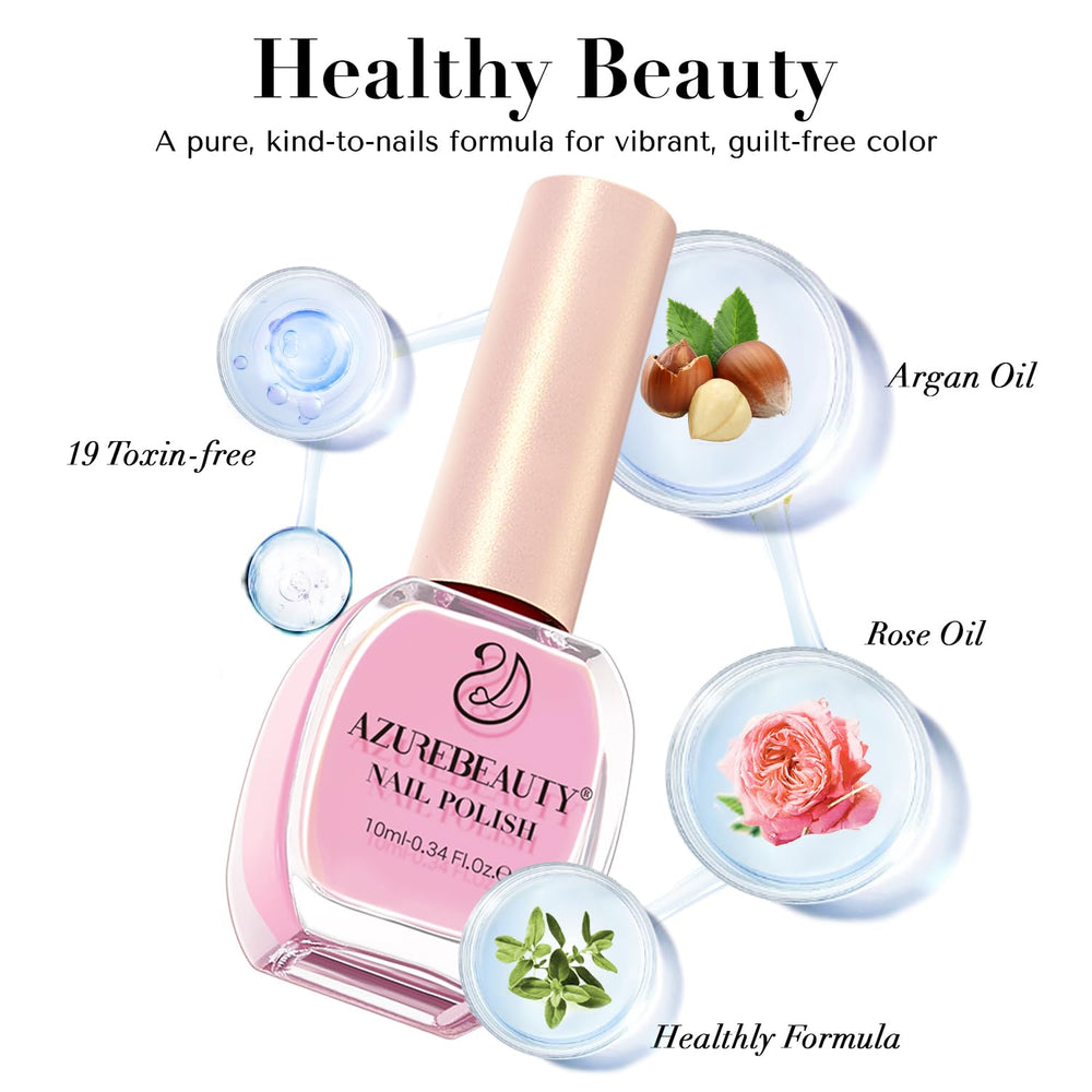 AZUREBEAUTY bottle beside a hand for scale showing compact travel-friendly size benefit