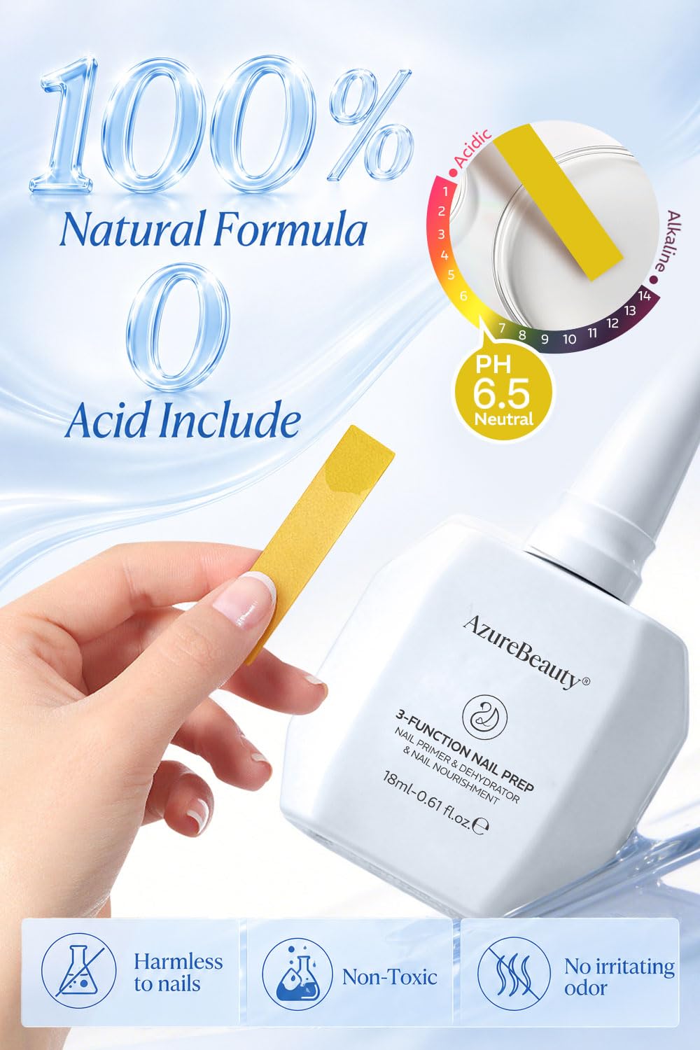 AZUREBEAUTY bottle shown next to a hand for scale and salon-ready volume