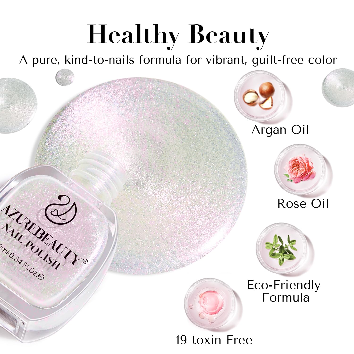 AZUREBEAUTY bottle beside a hand for size comparison and travel-friendly convenience