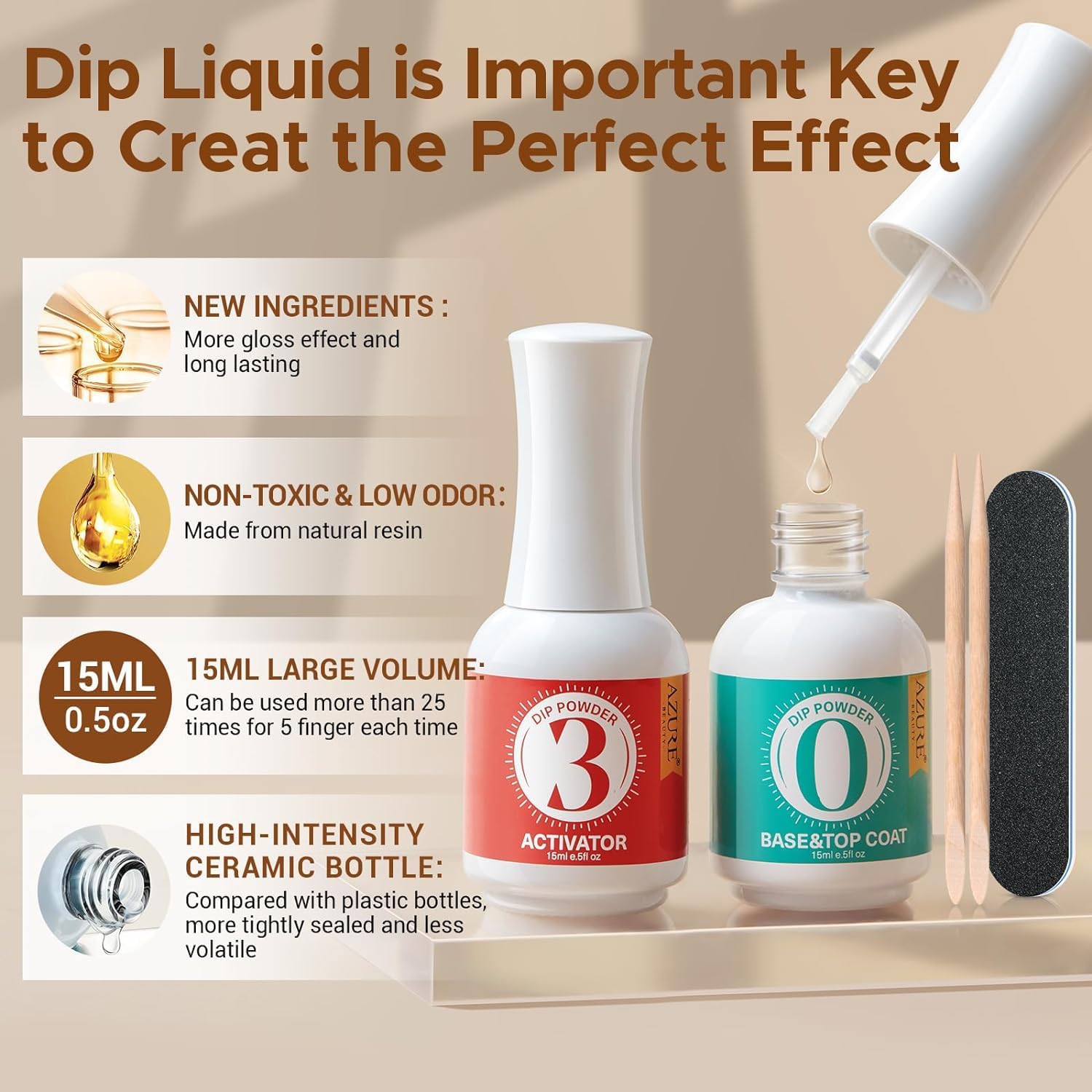 AzureBeauty size comparison in hand illustrating travel-friendly 15 ml bottles