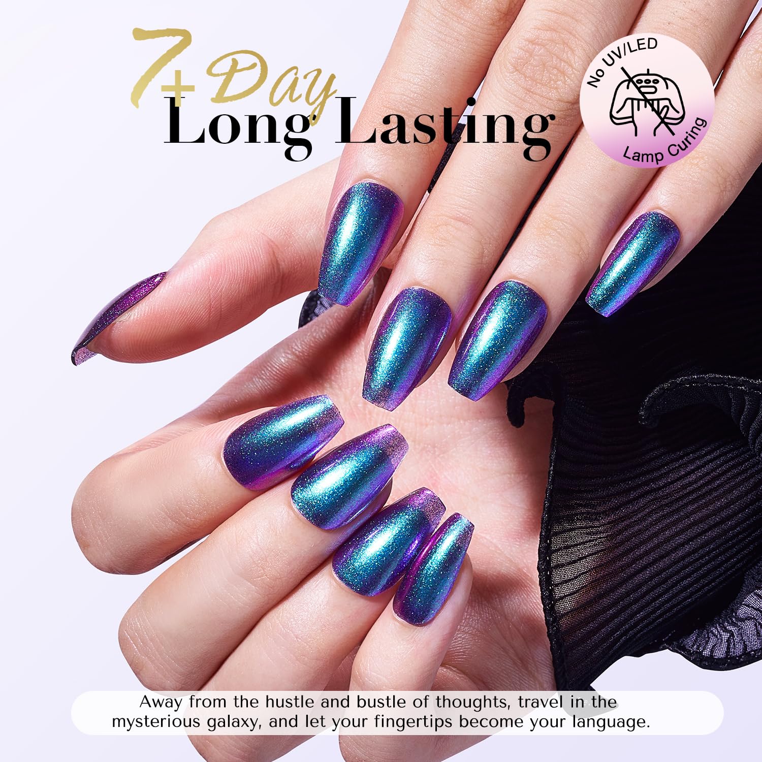 AZUREBEAUTY color swatches on fan showing chameleon shifts and layering benefit
