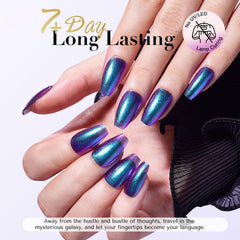 AZUREBEAUTY color swatches on fan showing chameleon shifts and layering benefit