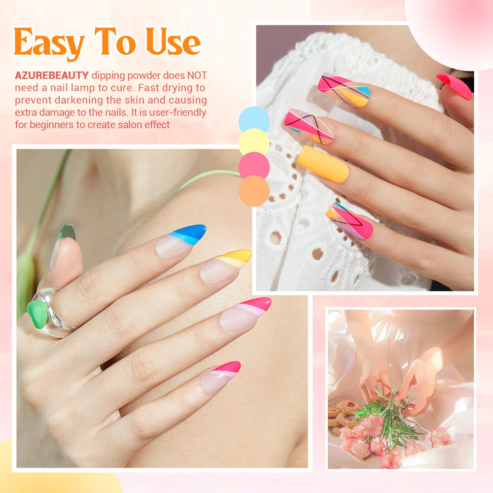 AZUREBEAUTY arranged base top activator and tools for streamlined dip powder workflow