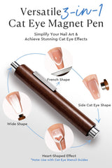 AzureBeauty wooden 3-in-1 magnet pen close-up showing interchangeable heads for precise lines