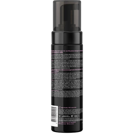 B.TAN mousse being dispensed from pump highlighting quick application benefit