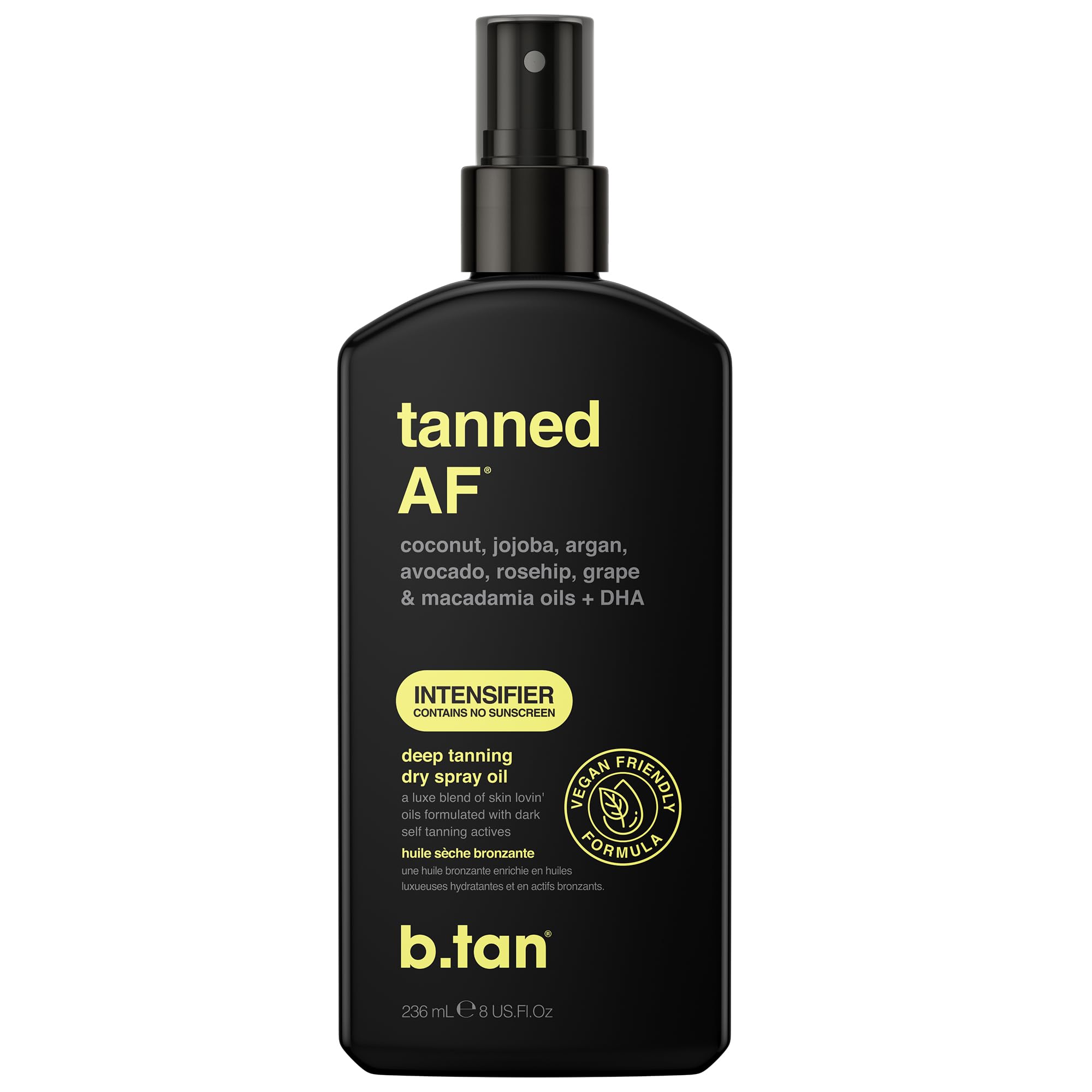 B.TAN front bottle view showing label and 8 fl oz size for clear product ID and benefits