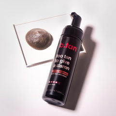B.TAN ingredients label visible showing vegan and paraben-free benefits