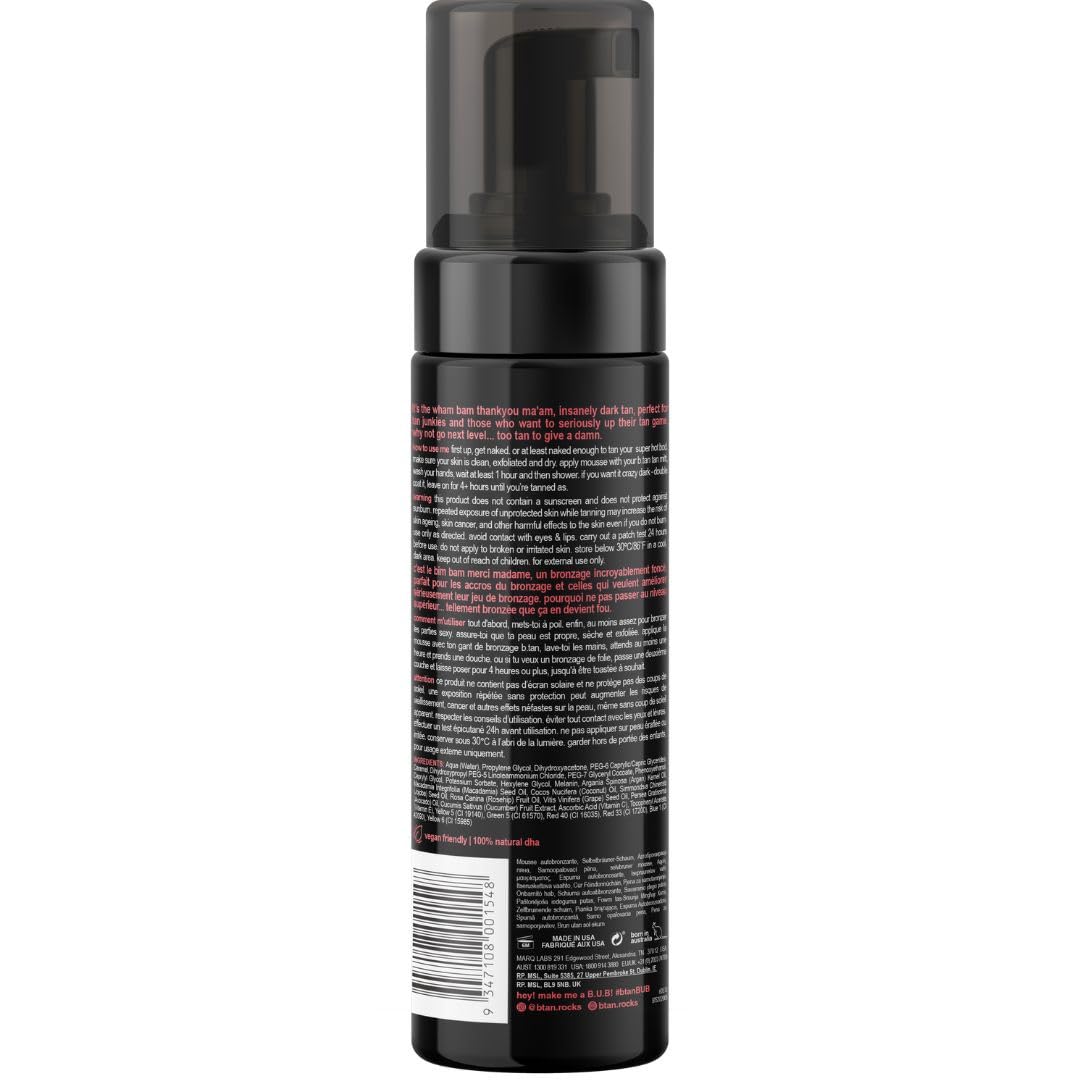 B.TAN mousse pumped into palm highlighting lightweight texture