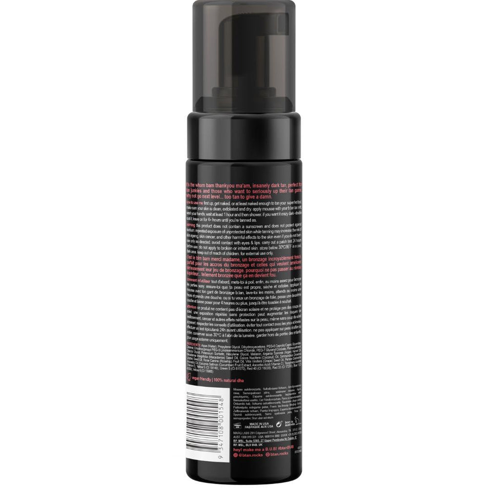 B.TAN mousse pumped into palm highlighting lightweight texture