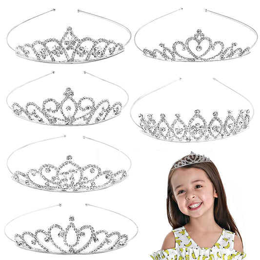 Baaxxango front view of six silver tiaras showing full set and benefit of variety
