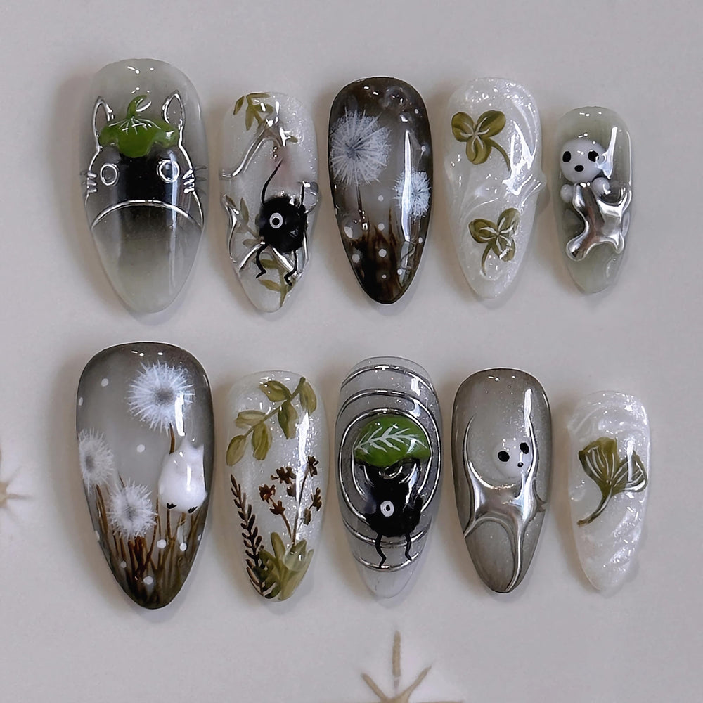 BABALAL front packaging showing 24-piece black almond nails and included glue for convenience