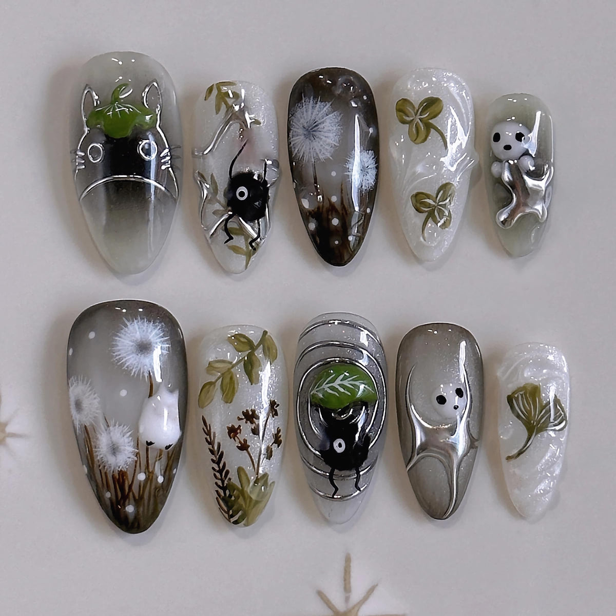 BABALAL front packaging showing 24-piece black almond nails and included glue for convenience