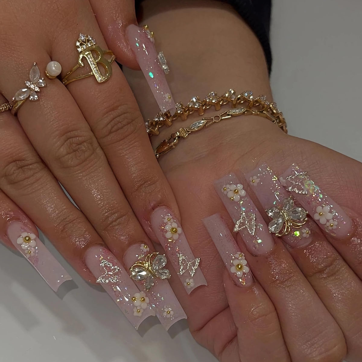BABALAL front packaging showing 24-piece long square press on nails and glue