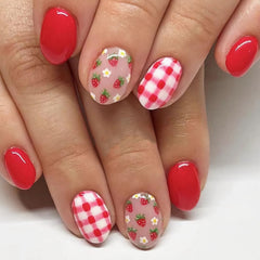BABALAL front packaging showing 24-piece red strawberry nails and benefits