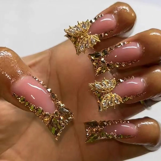 BABALAL front packaging showing 24-piece gold press-on nails, clear benefit fast glam