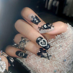 BABALAL front packaging showing 24-piece black coffin nails and glue for easy use
