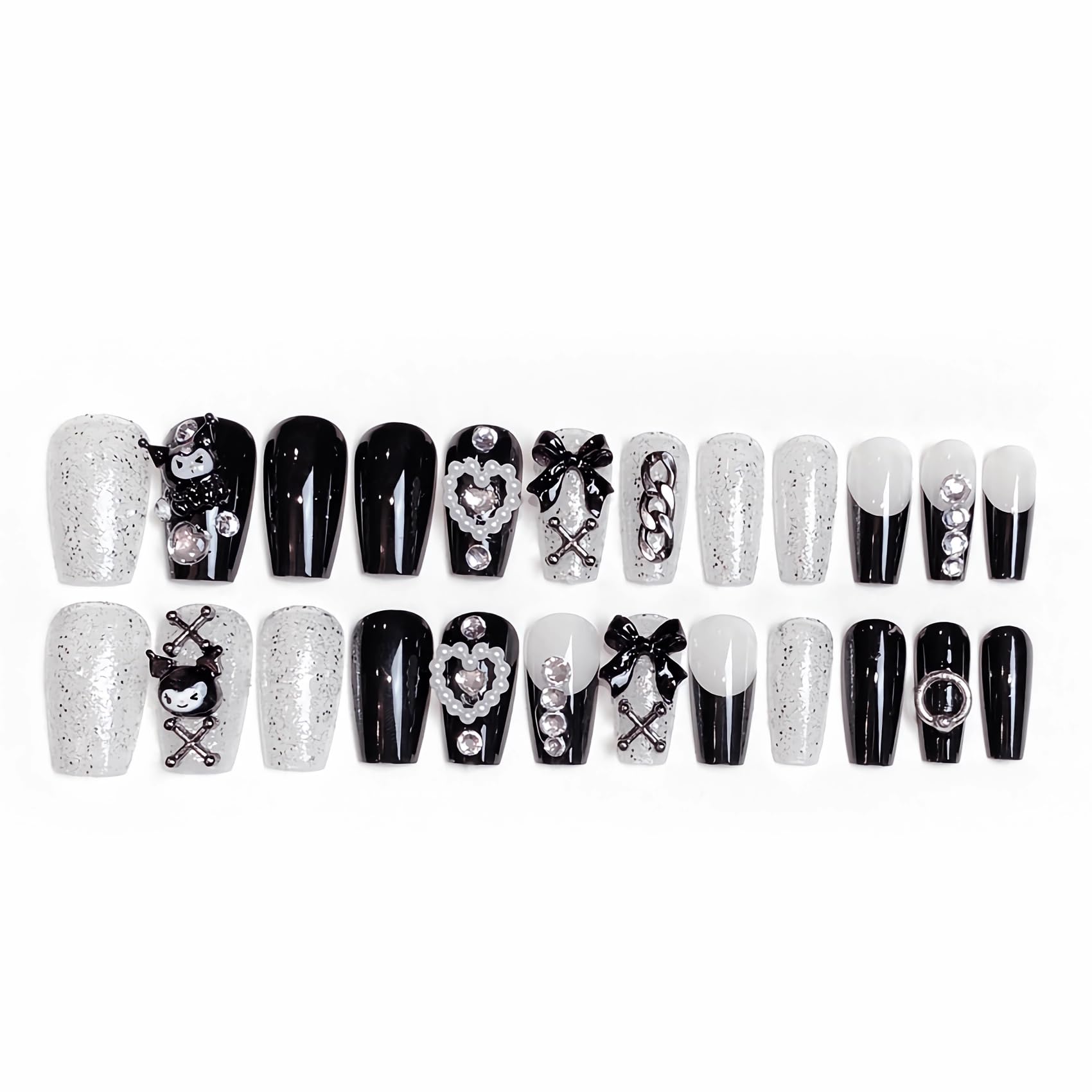 BABALAL nails on hand for scale illustrating medium coffin length and fit