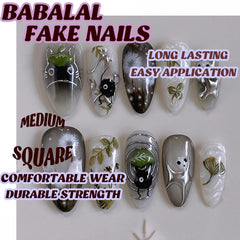 BABALAL nails worn with a Gothic outfit illustrating dramatic punk style