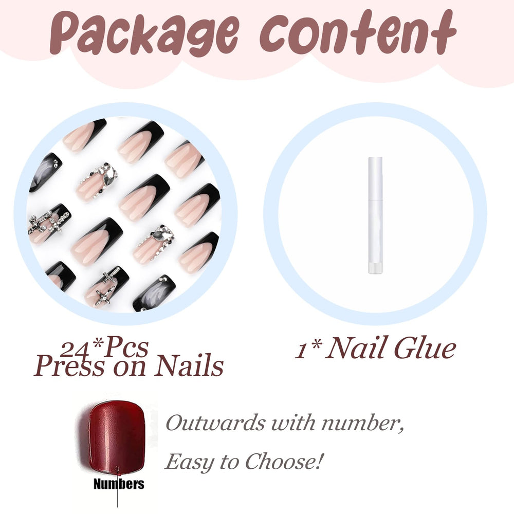 BABALAL layout of 24 nails and glue showing size variety for accurate fitting